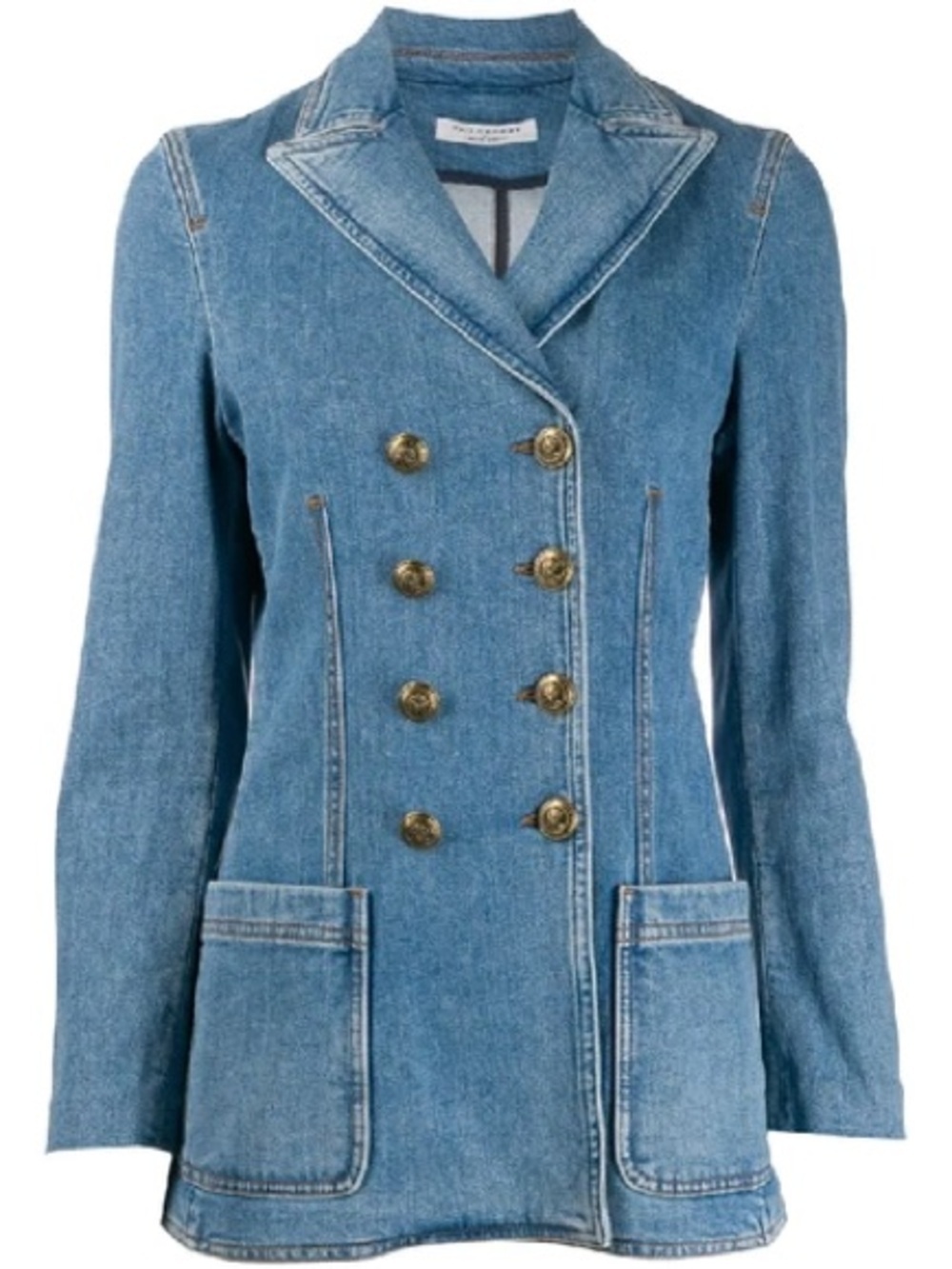 Philosophy Di Lorenzo Serafini Denim Blazer Double-Breasted W/ Gold Buttons